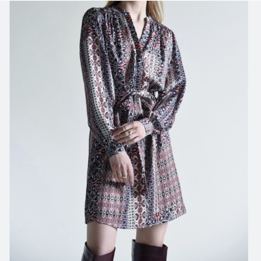 Molly Bracken Paisley Tunic Dress NWT Long Sleeve Shirt Dress S
